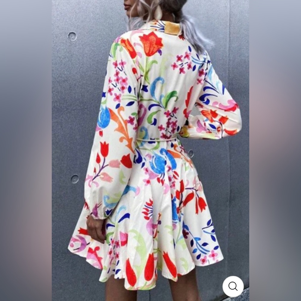 COPY - TAHIRA Floral Belted Shirt Dress NWT - Picture 4 of 8